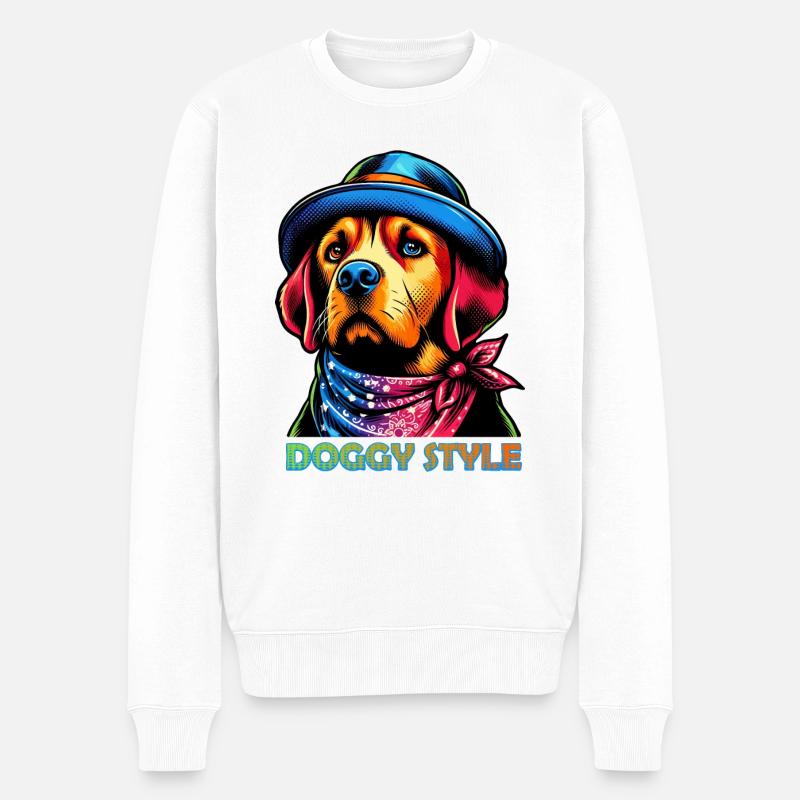 DOGGY STYLE Pop Art Style - Männer Premium Bio Pullover - Weiß