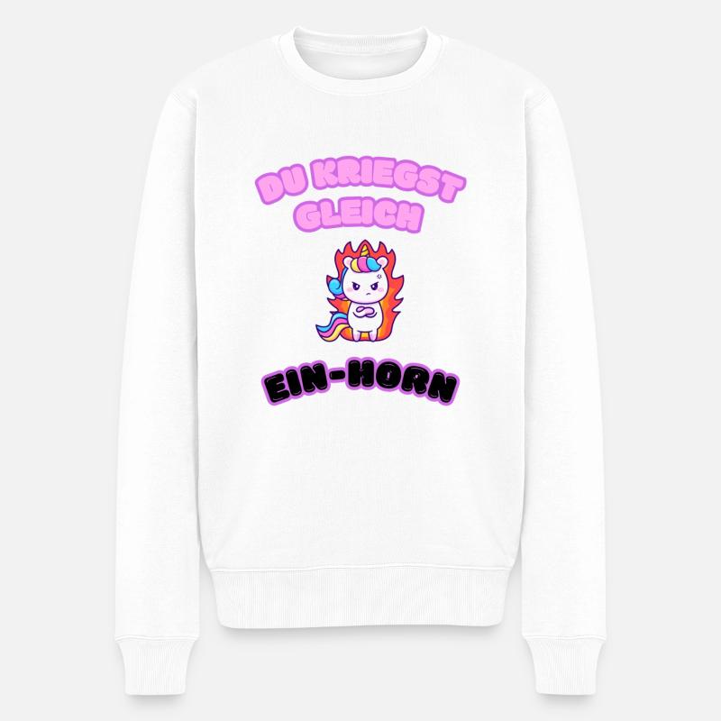 Wütendes Ein-Horn - Männer Premium Bio Pullover - Weiß