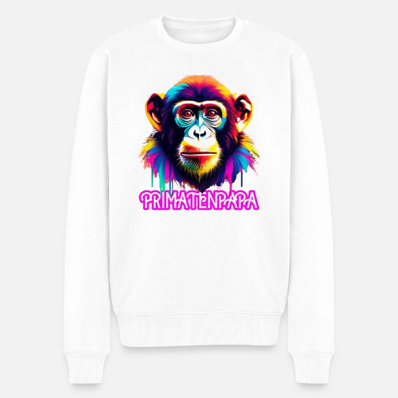 Primatenpapa - Männer Premium Bio Pullover - Weiß