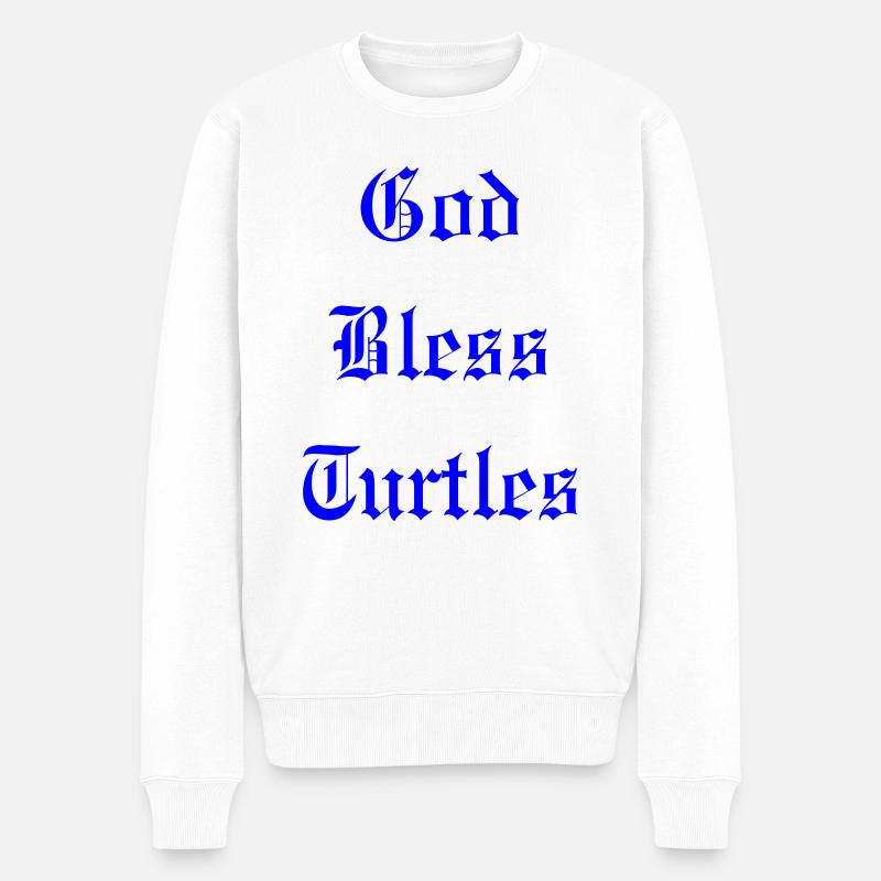 GodBlessTurtles - Männer Premium Bio Pullover - Weiß