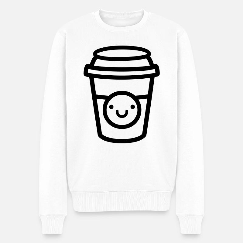 Kaffeebecher - Männer Premium Bio Pullover - Weiß