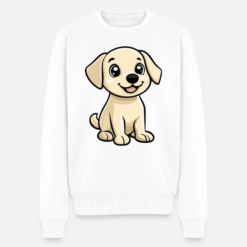 Labrador Hund Comic Niedlich - Männer Premium Bio Pullover - Weiß