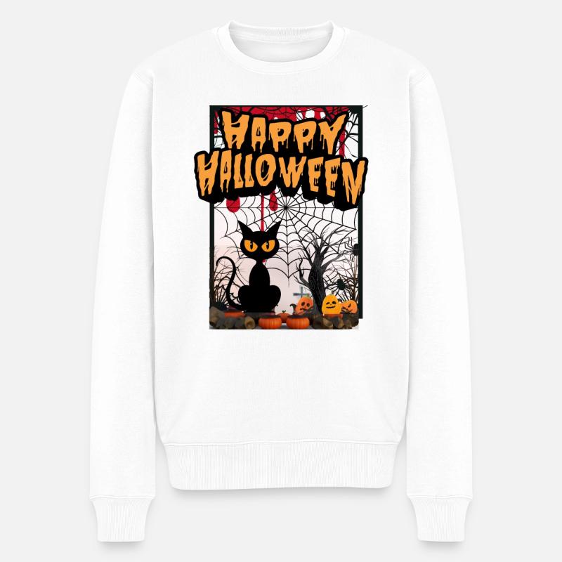 Happy Halloweenn - Männer Premium Bio Pullover - Weiß