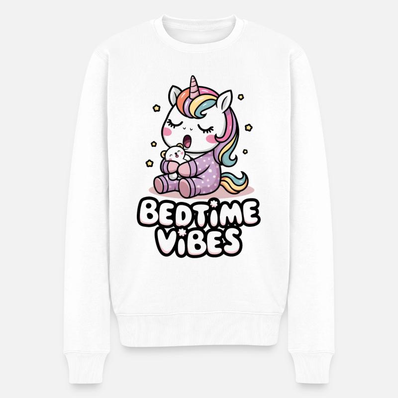Gute-Nacht-Vibes - Männer Premium Bio Pullover - Weiß
