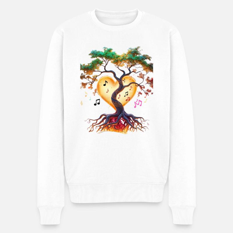 Magischer Musik Baum - Männer Premium Bio Pullover - Weiß