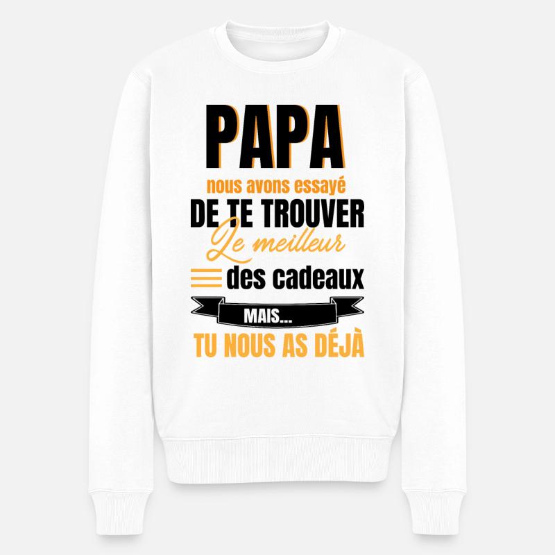 fete des peres cadeaux - Pull Premium bio Homme - blanc