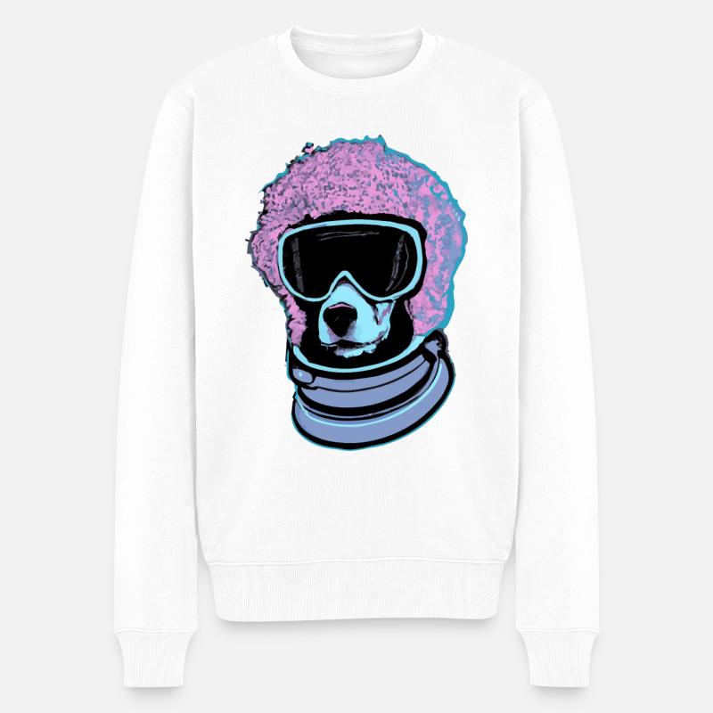 Synthwave Caniche Chien Chiot - Pull Premium bio Homme - blanc