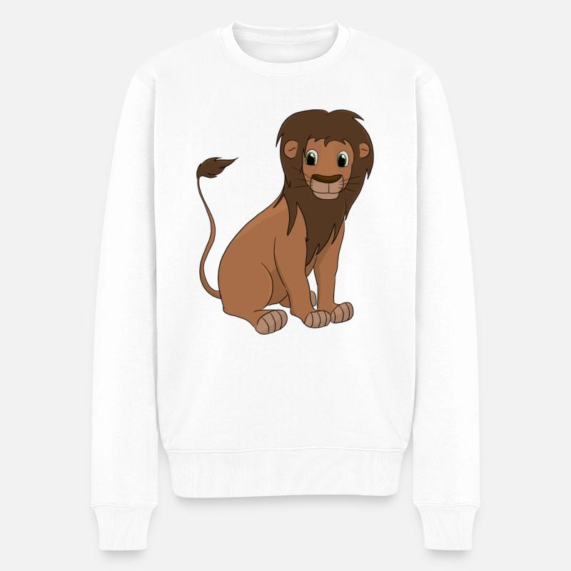 Leo der Löwe - Männer Premium Bio Pullover - Weiß