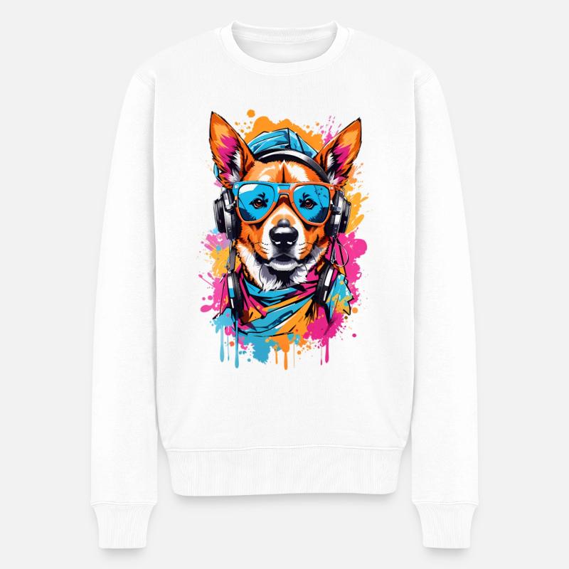 Coole Hund - Männer Premium Bio Pullover - Weiß
