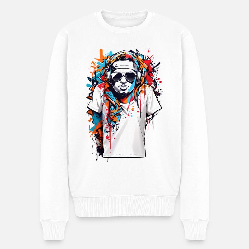 Abstrakte Hipster Kunst - Männer Premium Bio Pullover - Weiß