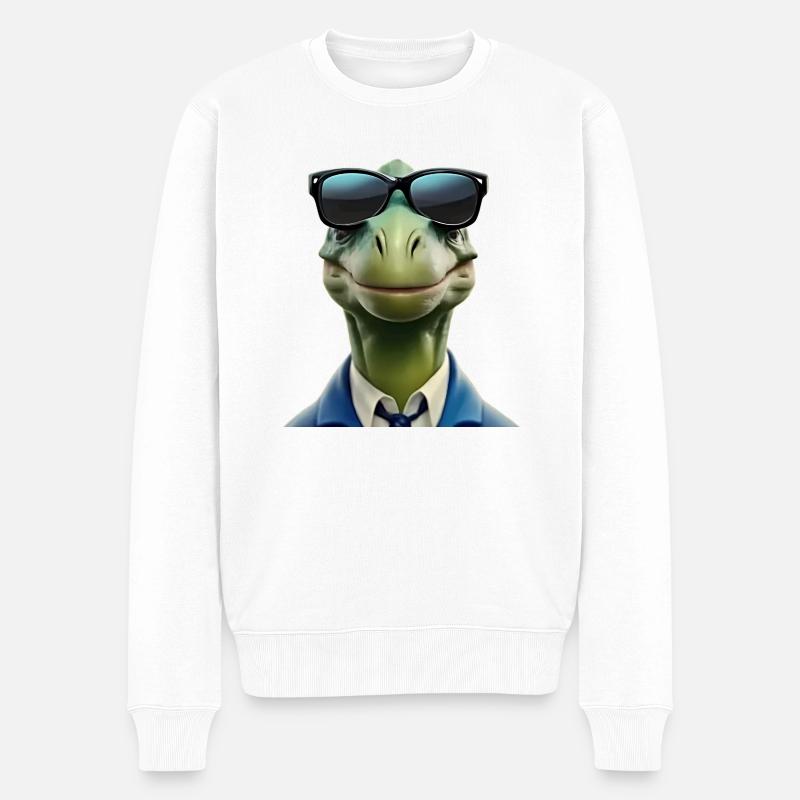 Dinosaurier - Männer Premium Bio Pullover - Weiß