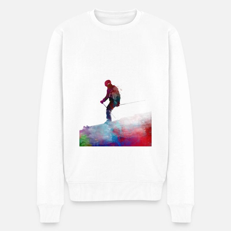 Skisport Kunst #ski #sport - Männer Premium Bio Pullover - Weiß