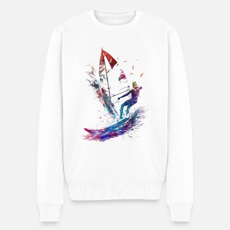 Surfer Sport Kunst #surfer #sport - Männer Premium Bio Pullover - Weiß