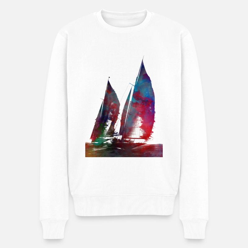 Segelsport Kunst #sailing - Männer Premium Bio Pullover - Weiß
