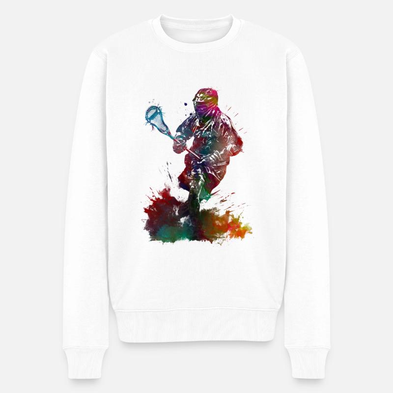 Lacrosse Sport Kunst #lacrosse #sport - Männer Premium Bio Pullover - Weiß