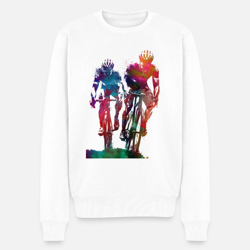Zwei Radfahrer Sport Kunst - Männer Premium Bio Pullover - Weiß