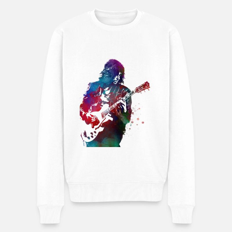 Musik Gitarrist - Männer Premium Bio Pullover - Weiß