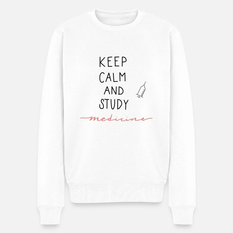 Keep Calm and Study Medicine - Männer Premium Bio Pullover - Weiß