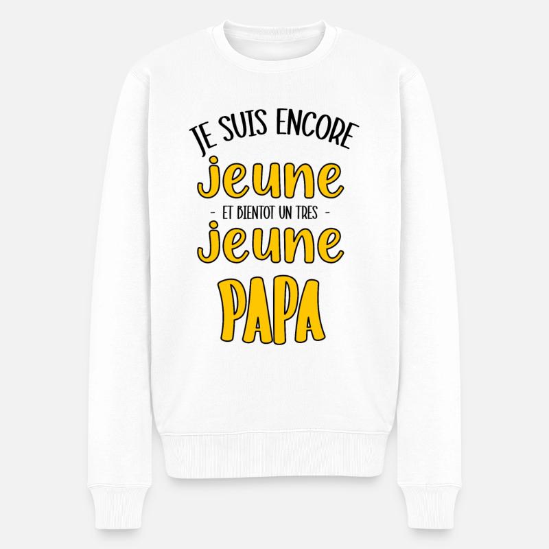Bientôt un très jeune papa - Pull Premium bio Homme - blanc