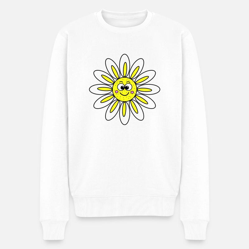 Blume Gelb - Männer Premium Bio Pullover - Weiß