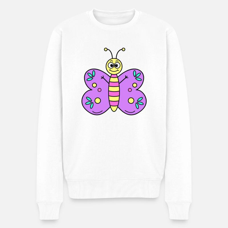 Papillon Violet - Pull Premium bio Homme - blanc