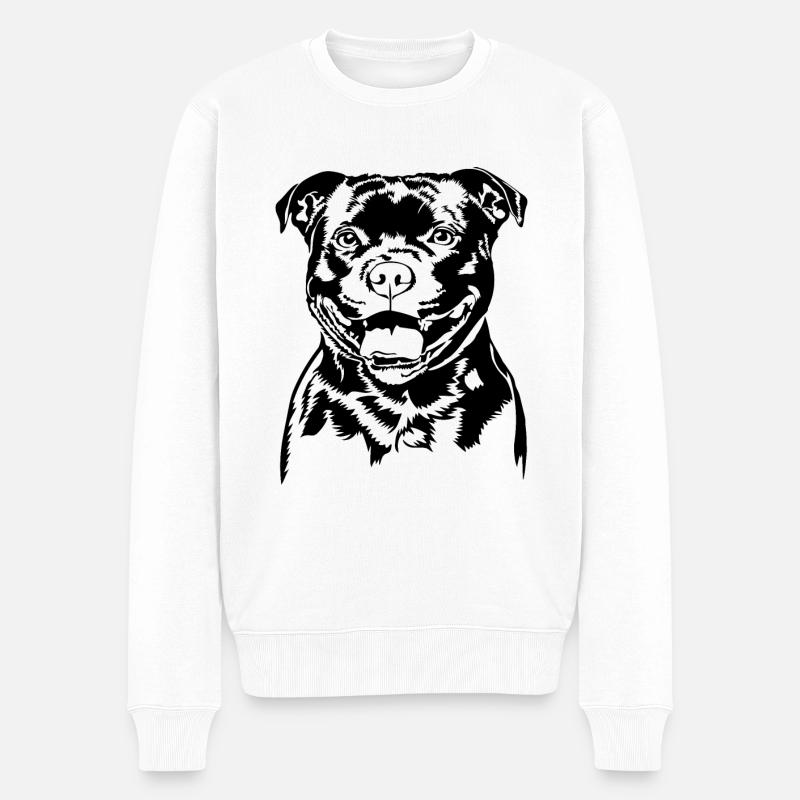 Staffordshire Bullterrier Portrait Hunde Wilsigns - Männer Premium Bio Pullover - Weiß