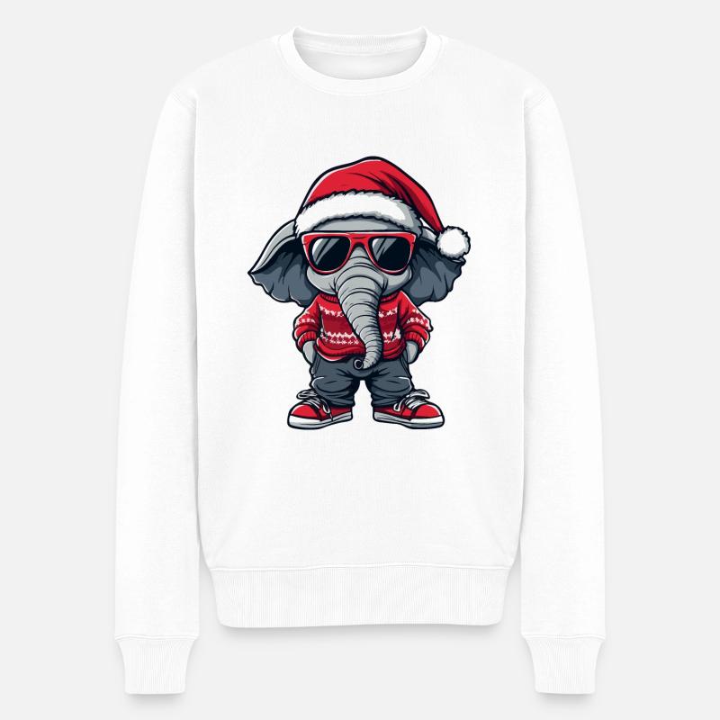 Noël éléphant Noël laid - Pull Premium bio Homme - blanc