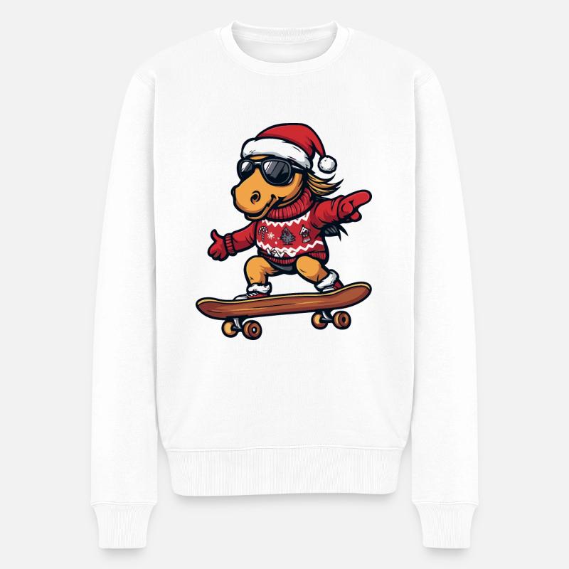 Cheval Noël Drôle - Pull Premium bio Homme - blanc