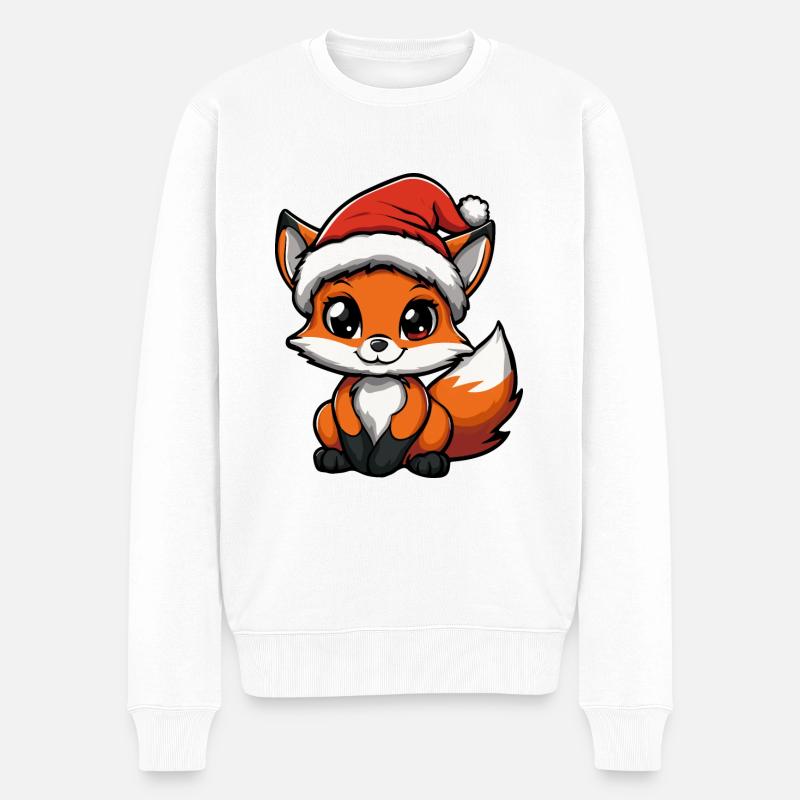 Fuchs Weihnachten Niedlich - Männer Premium Bio Pullover - Weiß
