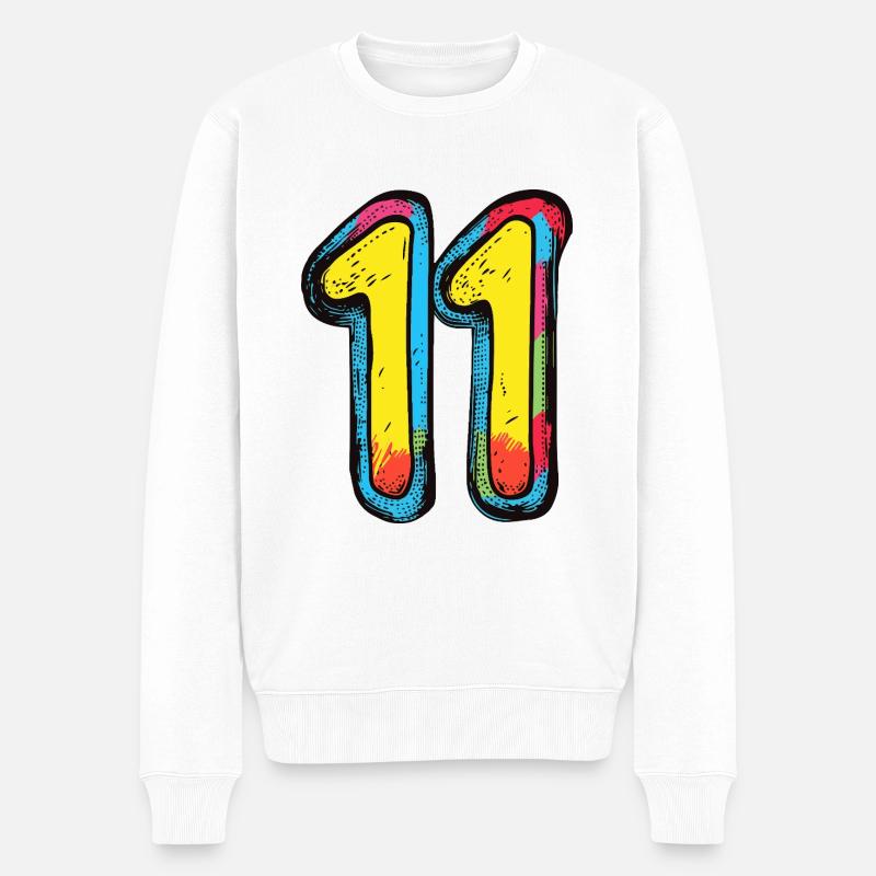 11 Symbole numérique - Pull Premium bio Homme - blanc