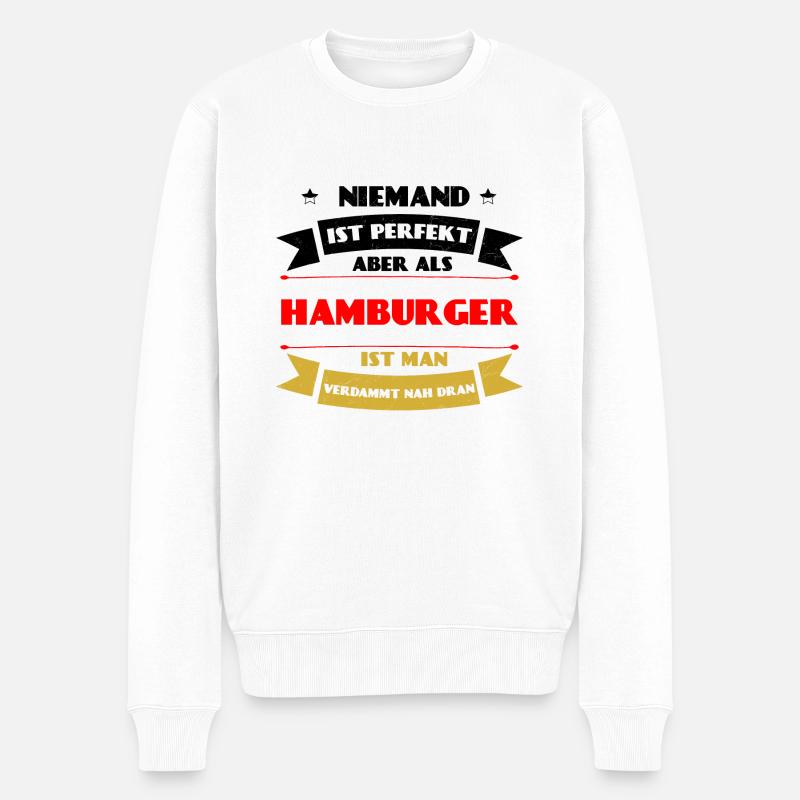 Perfekter Hamburger - Hamburg Deutschland Hafen - Männer Premium Bio Pullover - Weiß