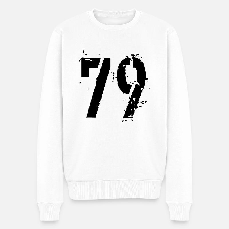 Nummer 79 - Männer Premium Bio Pullover - Weiß
