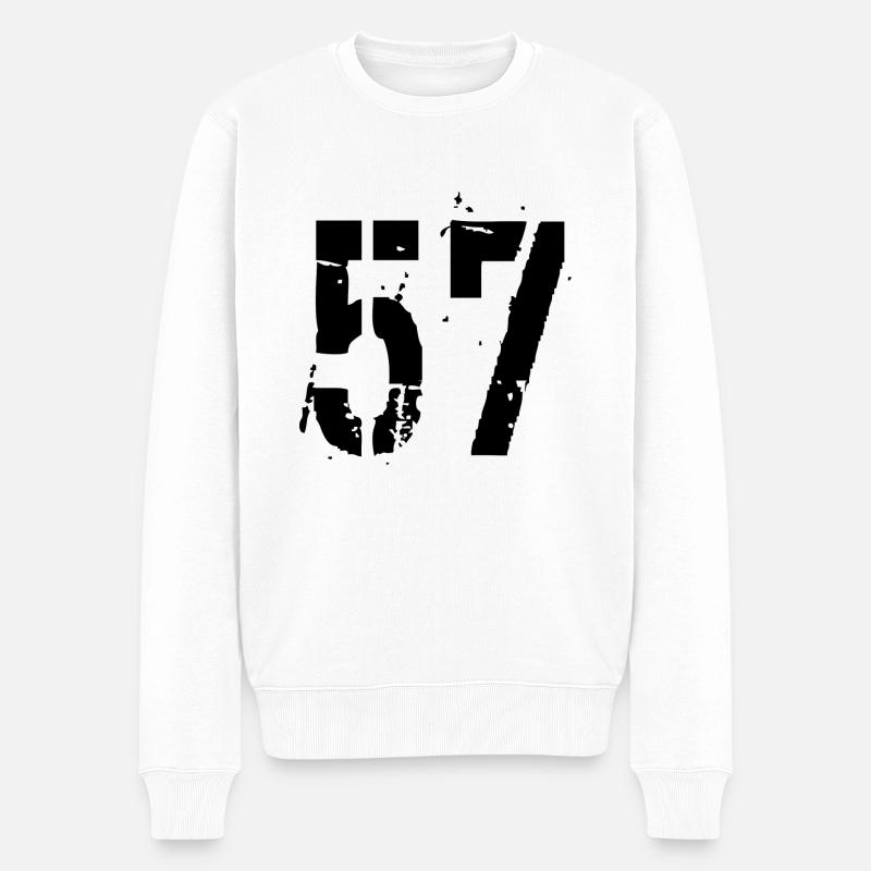 Nummer 57 - Männer Premium Bio Pullover - Weiß