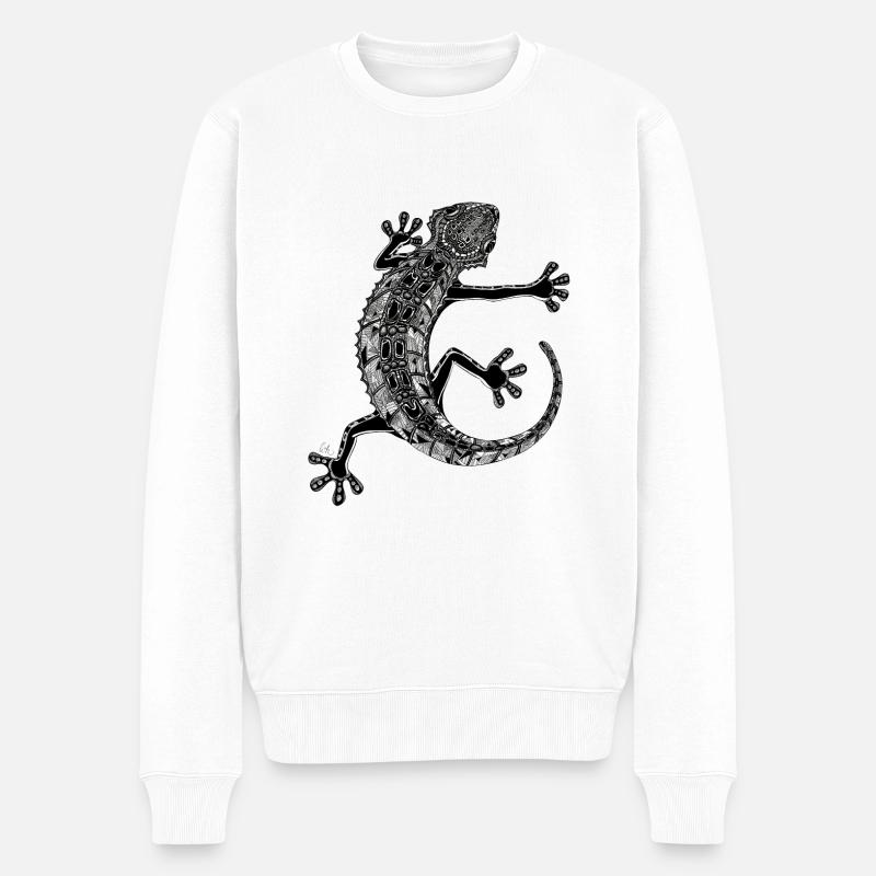 Doodle-Gecko - Männer Premium Bio Pullover - Weiß