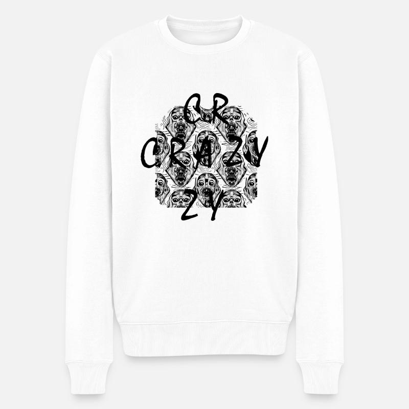 Crazy - Männer Premium Bio Pullover - Weiß