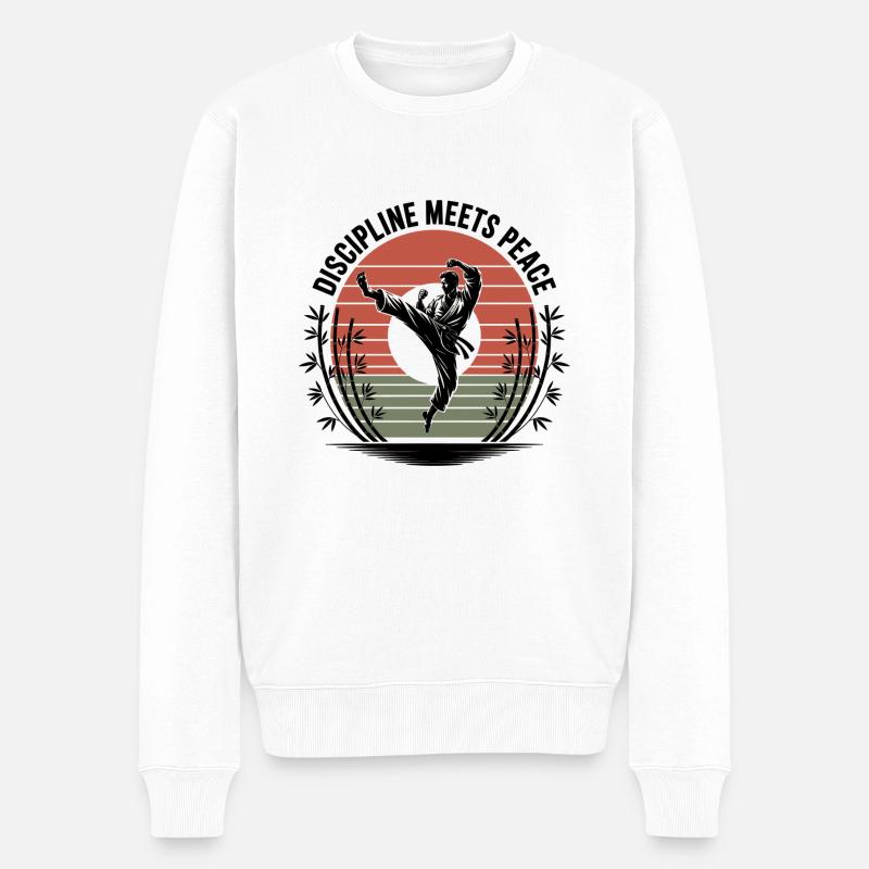 Discipline Meets Peace - Männer Premium Bio Pullover - Weiß