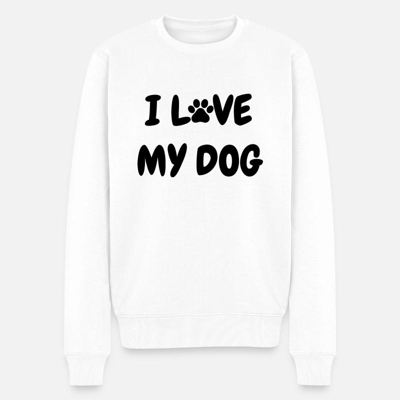 I love my dog - Männer Premium Bio Pullover - Weiß