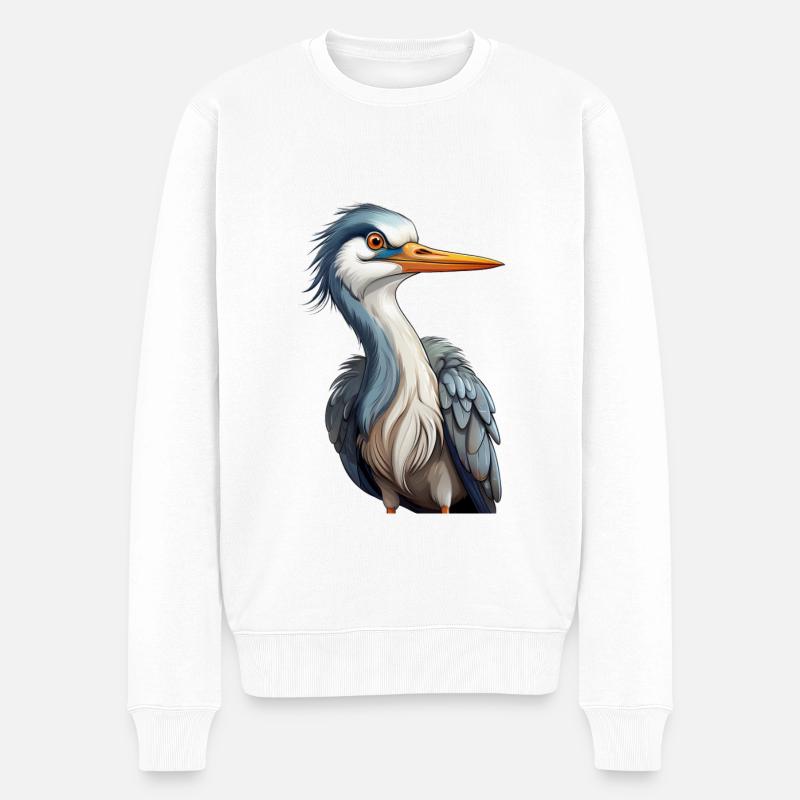 Héron cendré ou héron - Pull Premium bio Homme - blanc