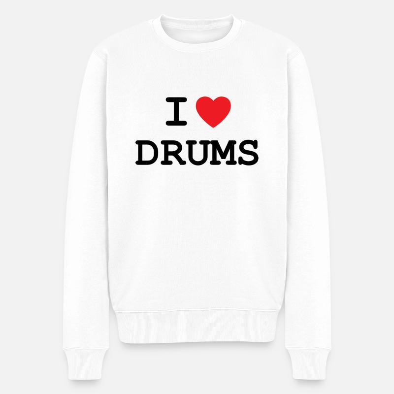 Ich liebe Schlagzeug - Männer Premium Bio Pullover - Weiß