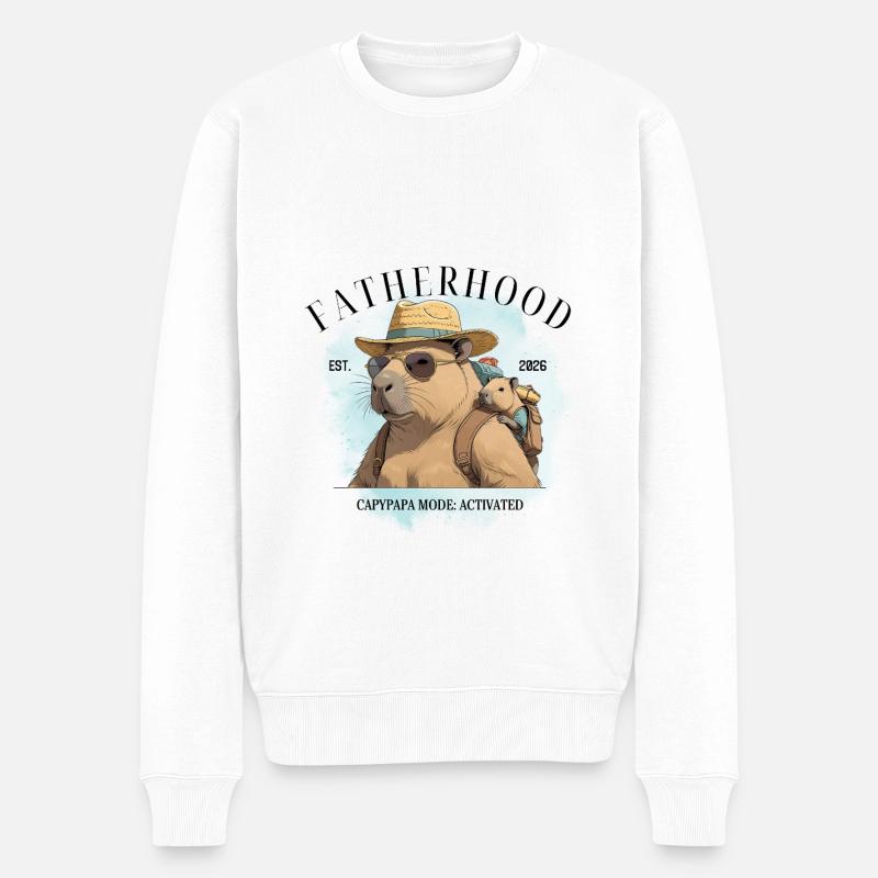 Fatherhood – Capypapa Mode: Activated - Männer Premium Bio Pullover - Weiß