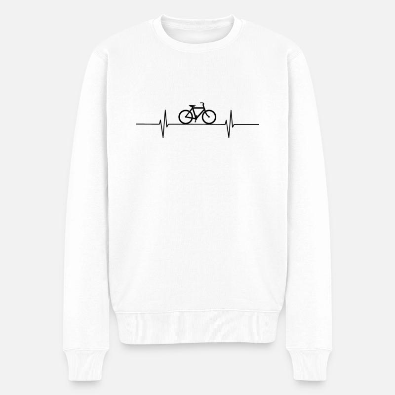Heartbeat Fahrrad - Männer Premium Bio Pullover - Weiß