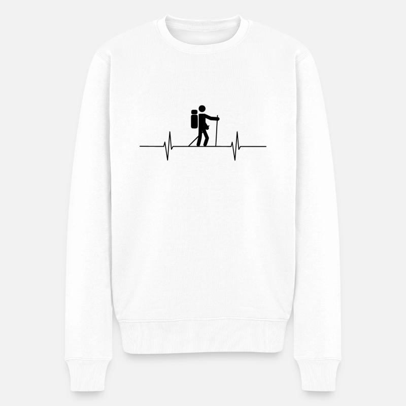 Heartbeat Wandern - Männer Premium Bio Pullover - Weiß