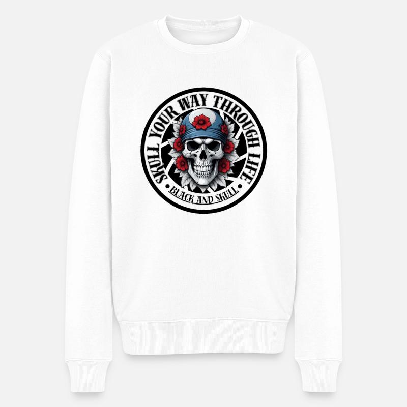 Skull Your Way Through Life - Männer Premium Bio Pullover - Weiß