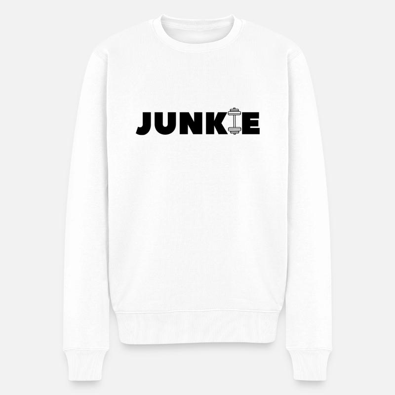 Sport Gym Junkie Geschenkidee - Männer Premium Bio Pullover - Weiß