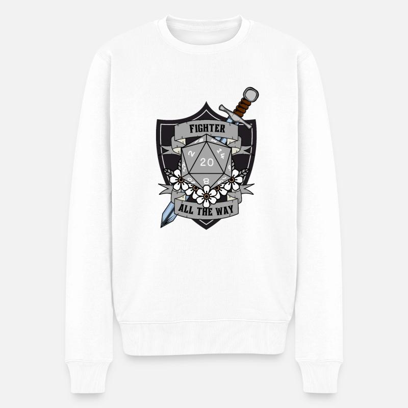 Fighter All The Way Version 2 Grey - Männer Premium Bio Pullover - Weiß