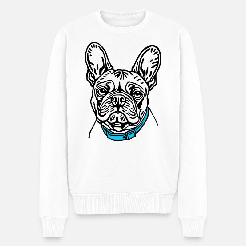 französische bulldoge - Männer Premium Bio Pullover - Weiß