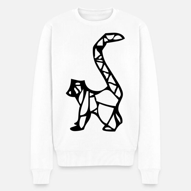Origami Lemur Äffchen - Männer Premium Bio Pullover - Weiß