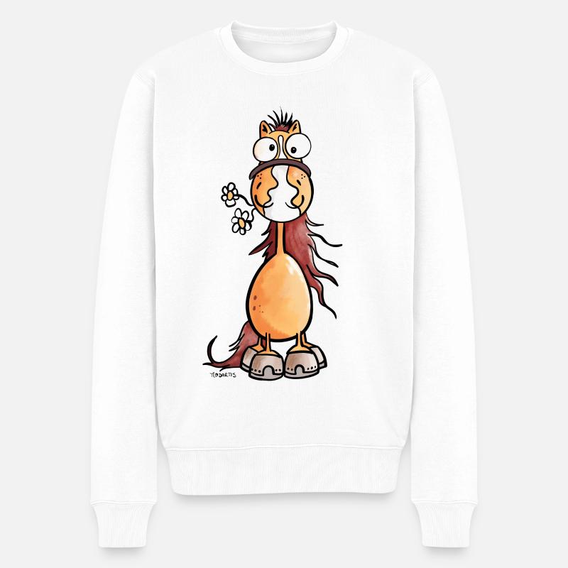 Da steht ein Pferdchen - Männer Premium Bio Pullover - Weiß