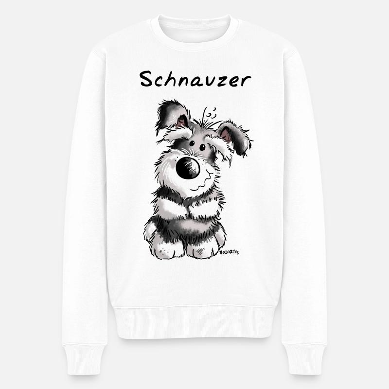 Fröhlicher Schnauzer - Männer Premium Bio Pullover - Weiß