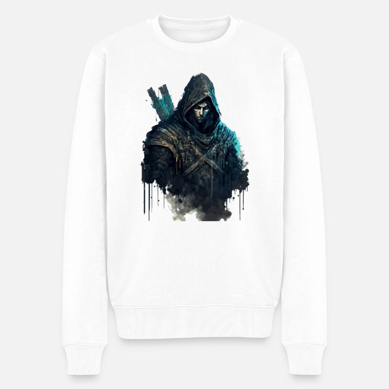 Assassin à l’aquarelle II - Pull Premium bio Homme - blanc
